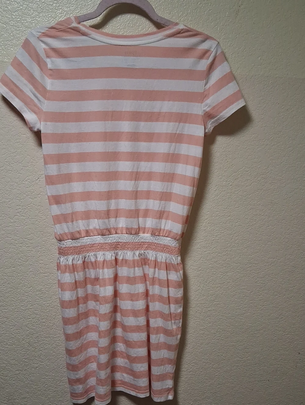 Ralph Lauren Pink and White Striped Drawstring Tee Dress